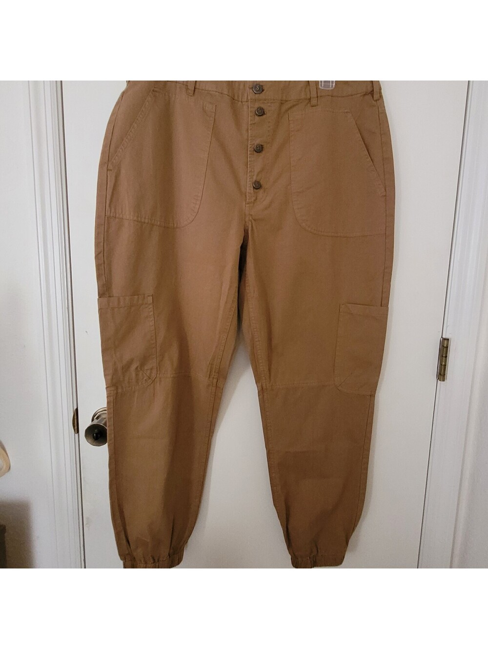 NWT Sundance Jolienne Jogger Cargo Twill Pants W 14 Khaki  Button Fly Utility
